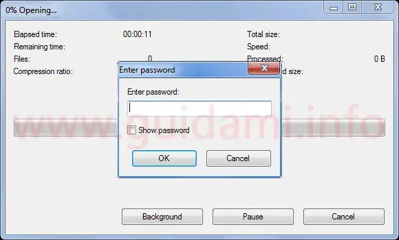 7zip richiesta password per estrarre file da archivio