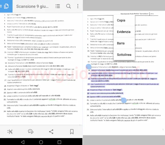Acrobat Reader app per Android gestione documento PDF