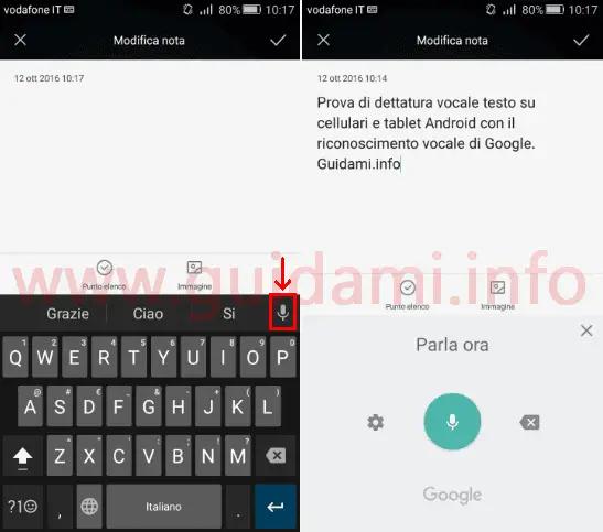 Android dettare testo a voce offline con digitazione vocale Google