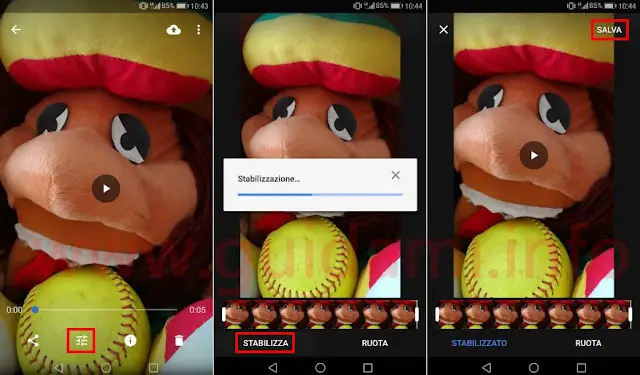 App Google Foto funzione per stabilizzare video