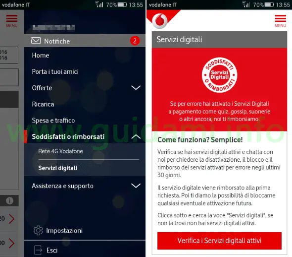 App My Vodafone Soddisfatti o rimborsati Servizi digitali
