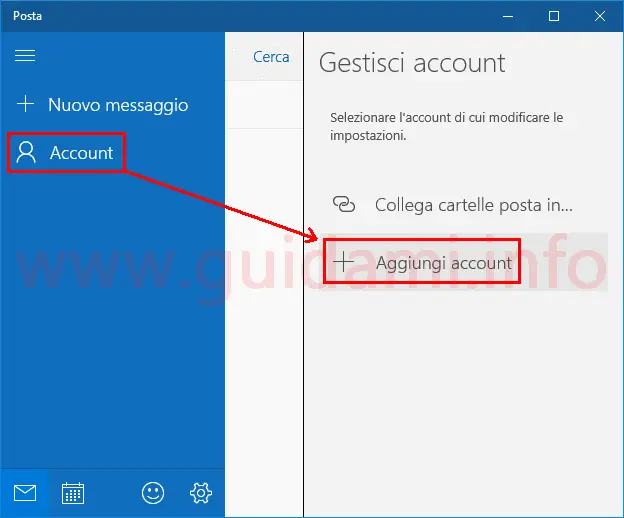 App Posta Windows 10 aggiungere account email