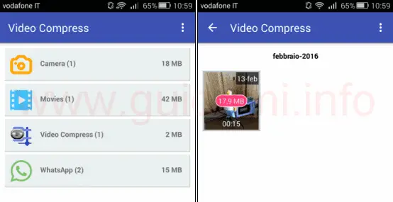 App Video Compress per Android seleziona video