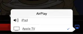 Apple iOS pulsante AirPlay per trasmettere video a Apple TV