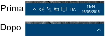 Area notifica Windows 10 con e senza icone