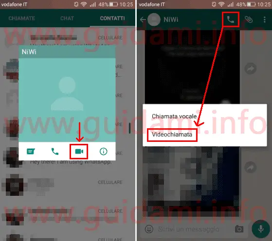 Avviare videochiamata WhatsApp su Android