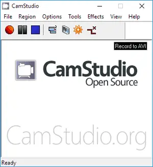 Schermata principale del programma CamStudio Recorder
