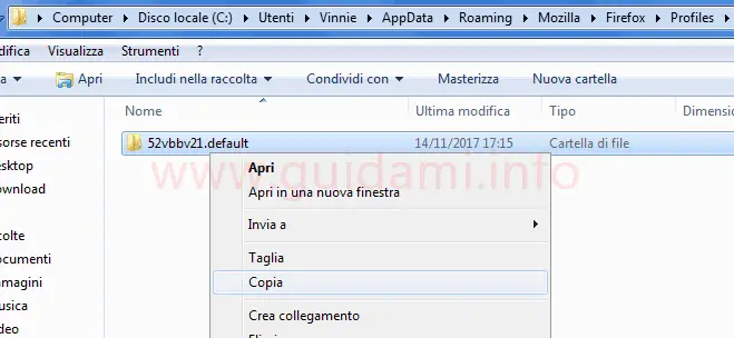 Cartella Profili Firefox in Windows Explorer