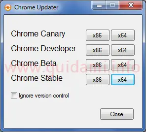 Chrome Updater interfaccia grafica