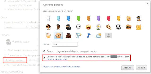 Chrome aggiungere persona come utente supervisionato