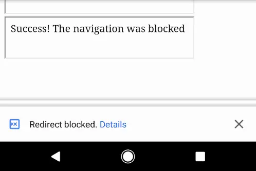 Chrome esempio di reindirizamento bloccato a pagina web indesiderata