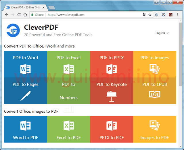 CleverPDF pagina iniziale del sito