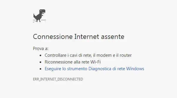Connessione internet assente