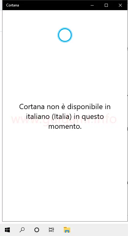 Cortana non è disponibile in italiano in Windows 10 May 2020 Update