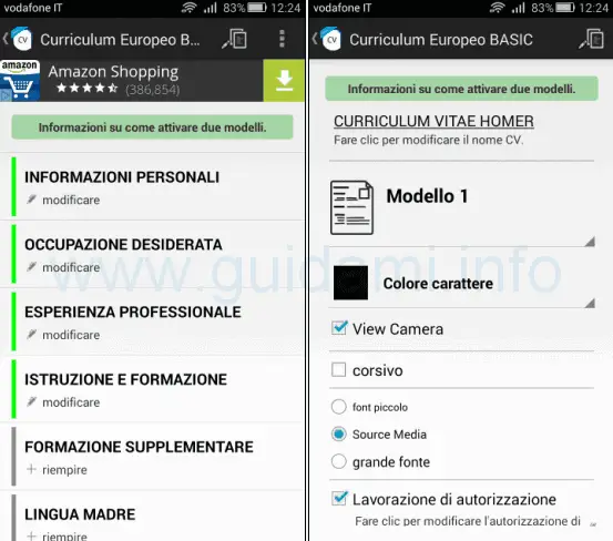 Curriculum Europeo BASIC app Android