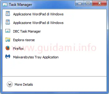 DBC Task Manager interfaccia compatta