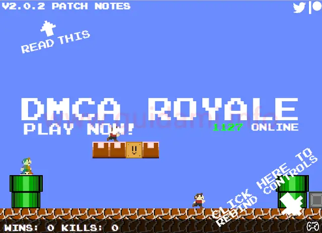 DMCA Royale schermata iniziale di gioco