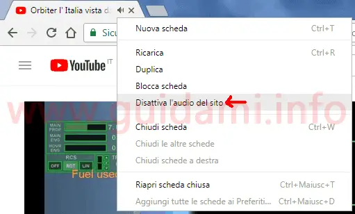 Disattivare audio scheda Chrome