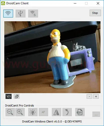 DroidCam Client PC desktop fotocamera cellulare Android rilevata