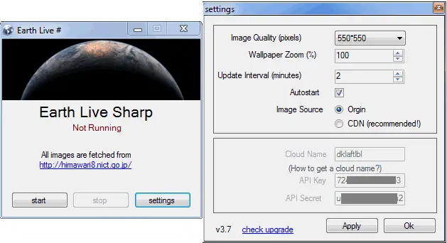 Earth Live Sharp impostazioni sfondo desktop animato