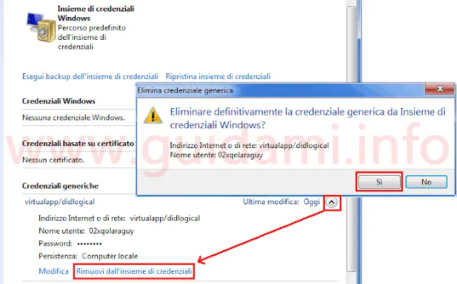 Eliminare credenziali generiche Windows dal Pannello di controllo