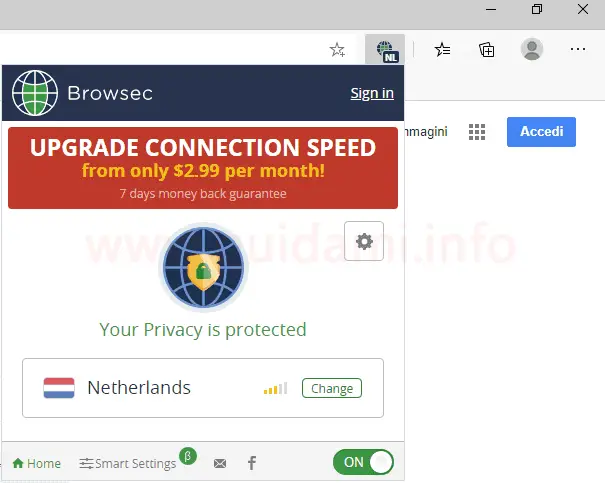 Estensione Browsec VPN - Free and Unlimited VPN per Microsoft Edge