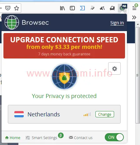 Estensione Firefox Browsec VPN