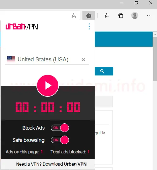 Estensione Urban Free VPN proxy Unblocker per Microsoft Edge
