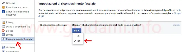 Facebook desktop disattivare riconoscimento facciale