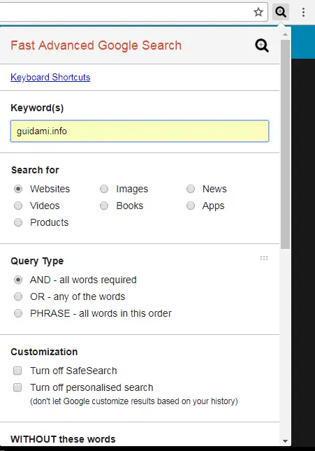 Fast Advanced Google Search estensione Chrome