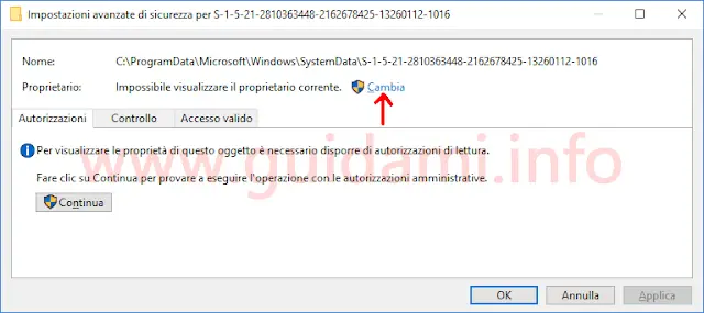 Fiestra Impostazioni avanzate di sicurezza Windows