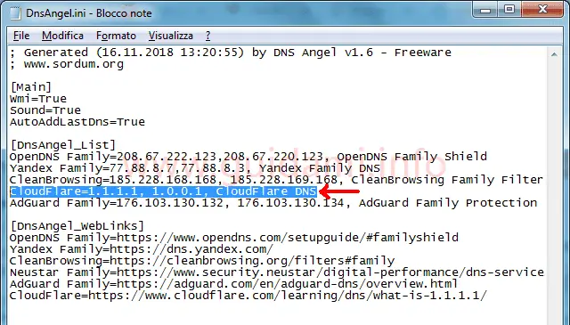 File DnsAngel ini per modificare DNS del programma DNS Angel