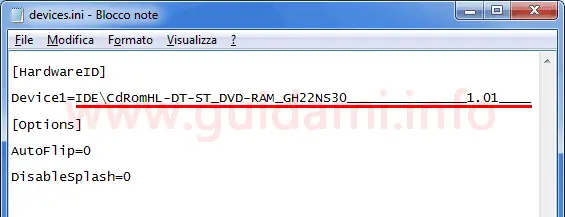 File devices ini di DeviceSwitch con ID hardware periferica incollato