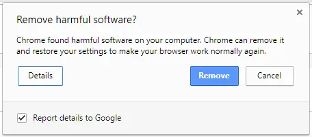 Finestra rimuovere software indesiderato Chrome