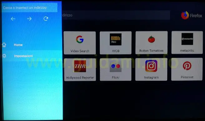 Firefox Fire TV schermata Home