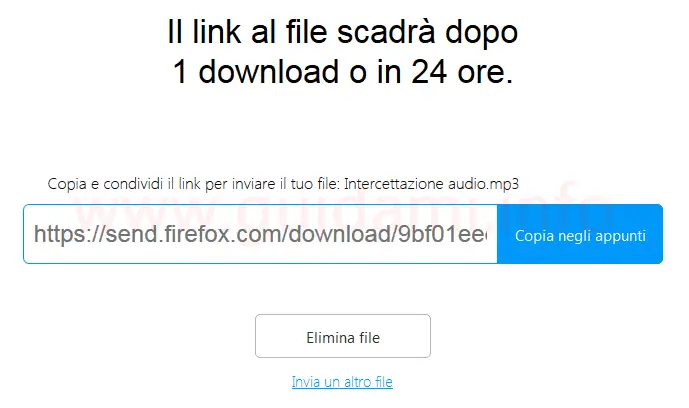 Firefox Send link download file criptato