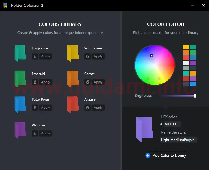 Folder Colorizer editor dei colori