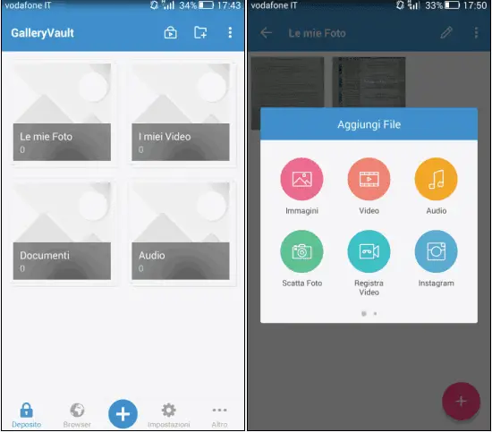 GalleryVault app Android gestire i file
