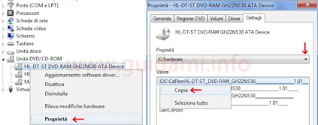 Gestione dispositivi Windows vedere ID hardware dispositivo
