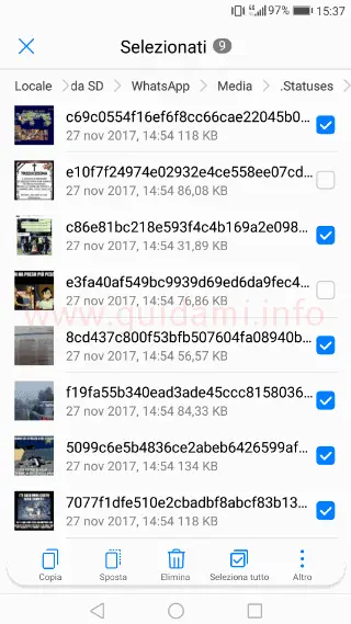 Gestore file Android file degli Stato utente WhatsApp