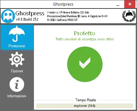 Ghostpress interfaccia protezione dai keylogger attivata