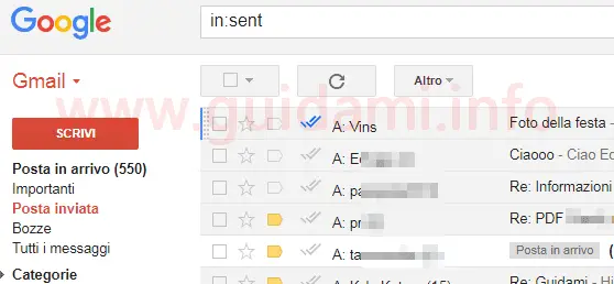 Gmail Posta inviata doppie spunte blu per le email ricevute e aperte