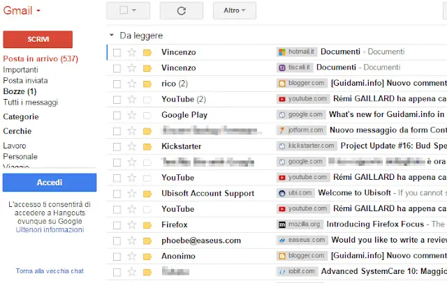 Gmail con estensione Chrome Gmail Sender Icons