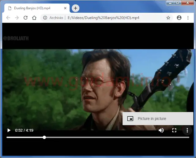 Google Chrome video locale del PC riprodotto in una scheda internet