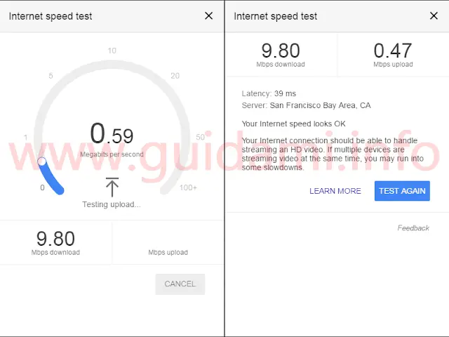 Google Internet Speed Test