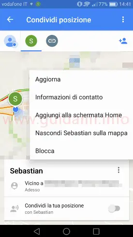 Google Maps vedere posizione condivisa da altra persona