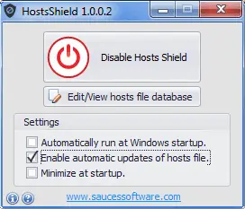 HostsShield interfaccia grafica