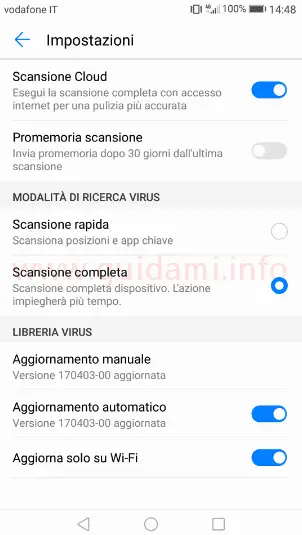 Huawei EMUI 5 Impostazioni Avast antivirus