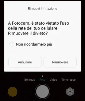 Huawei notifica Rimuovi limitazione App in rete