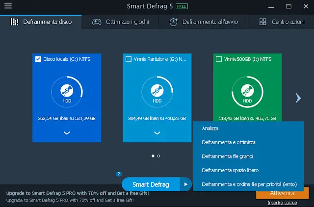 IObit Smart Defrag 5 schermata iniziale